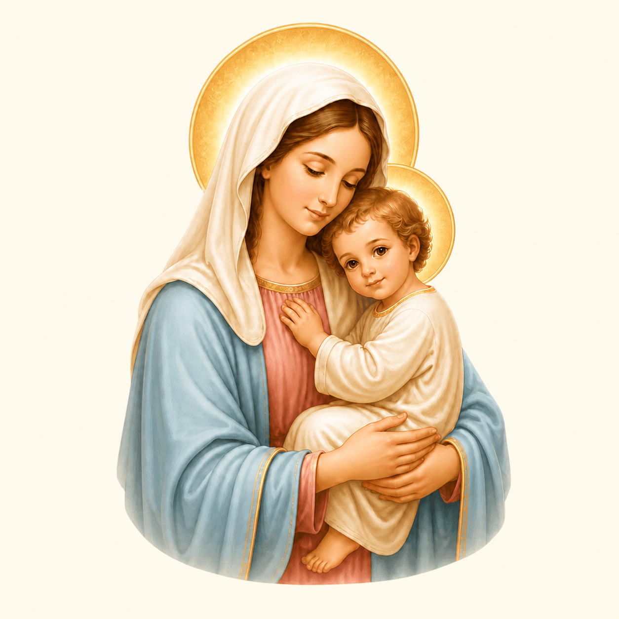 Virgen María con el Niño Jesús, imagen utilizada en Santoral